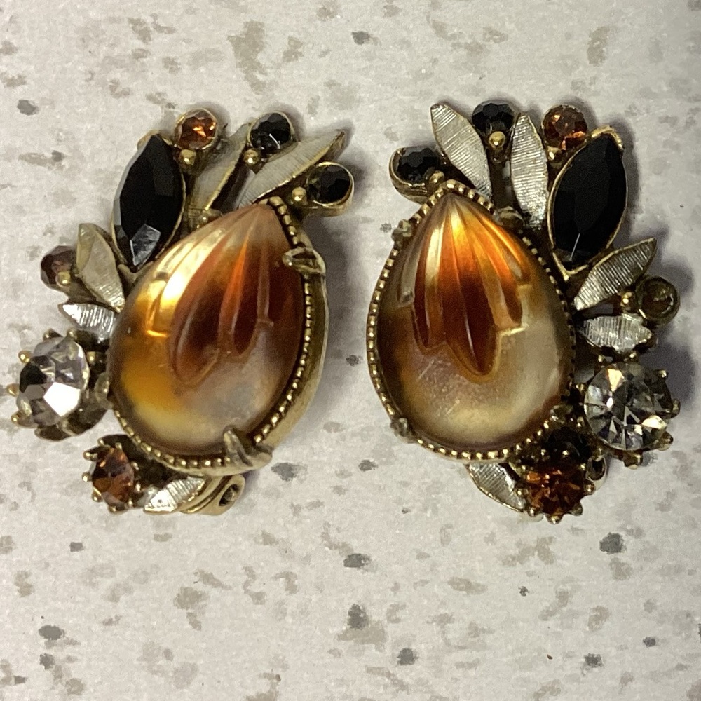 Florenza “Fruit Salad” vintage clip-on earrings